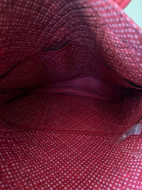 J Peterman Cotton Quilted Patchwork Tote Bag Americana Pinwheel Red Blue Vintage - Picture 13 of 15